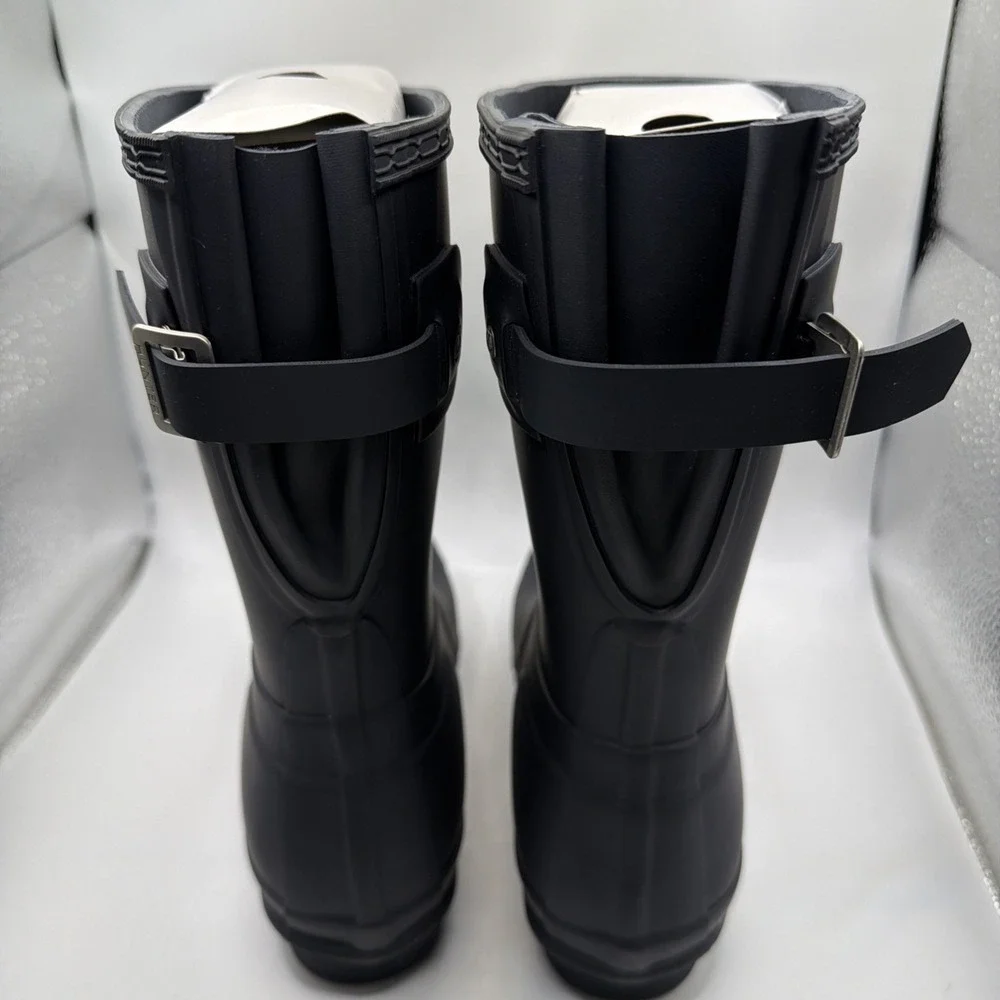 Hunter Original women's Back Adjustable Short Boots Black Outdoor Buckle. size 6